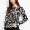 Long sleeve top - regular fit - leopard print black / gray