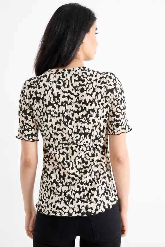 T-shirt - regular fit - leopard print black / beige