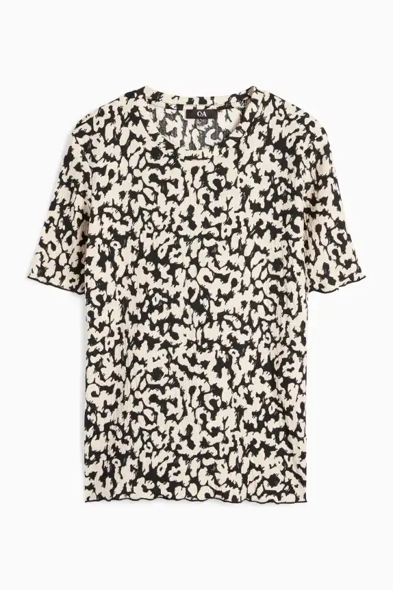 T-shirt - regular fit - leopard print black / beige