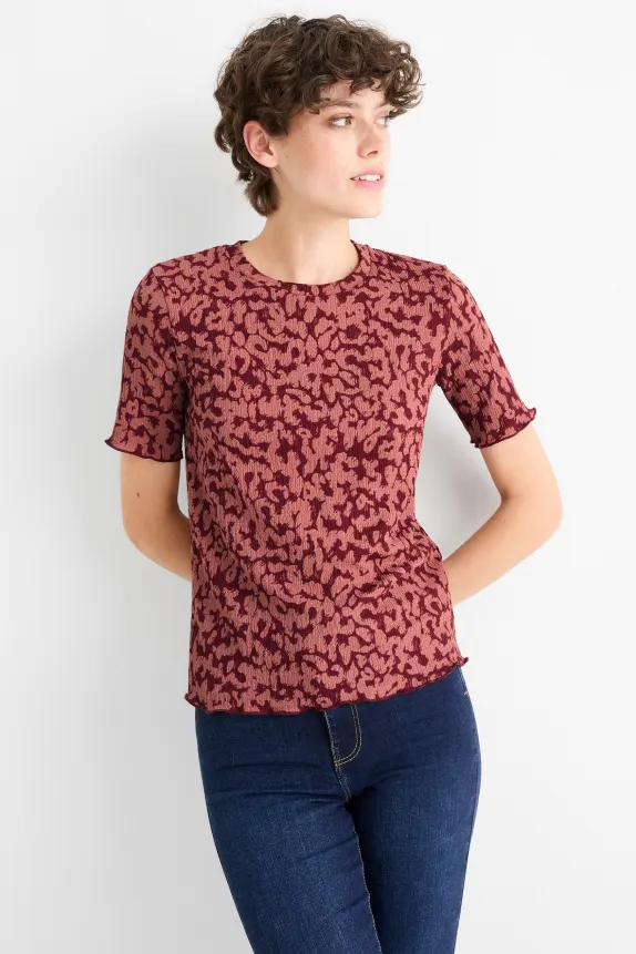 T-shirt - regular fit - leopard print dark red