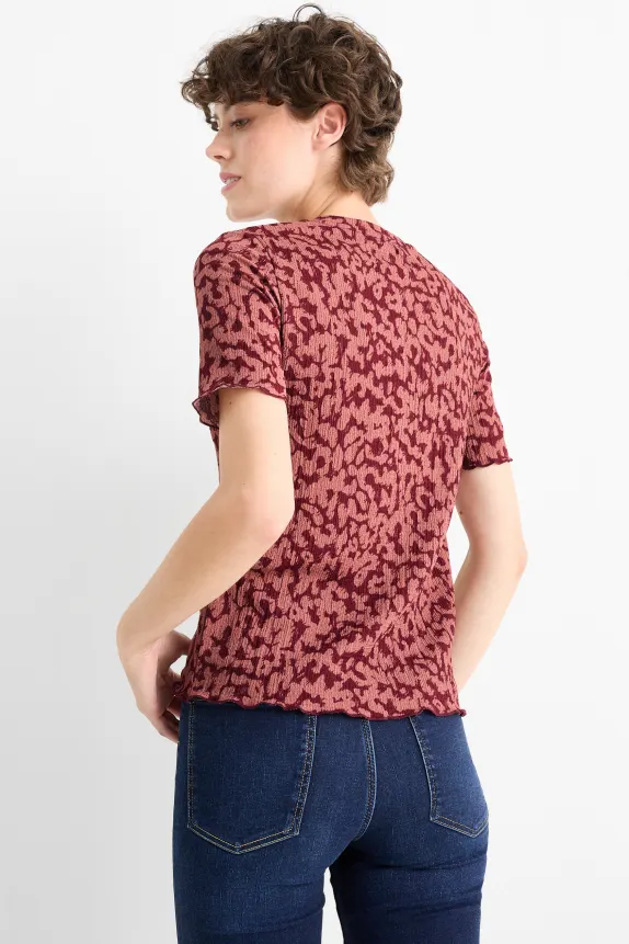 T-shirt - regular fit - leopard print dark red