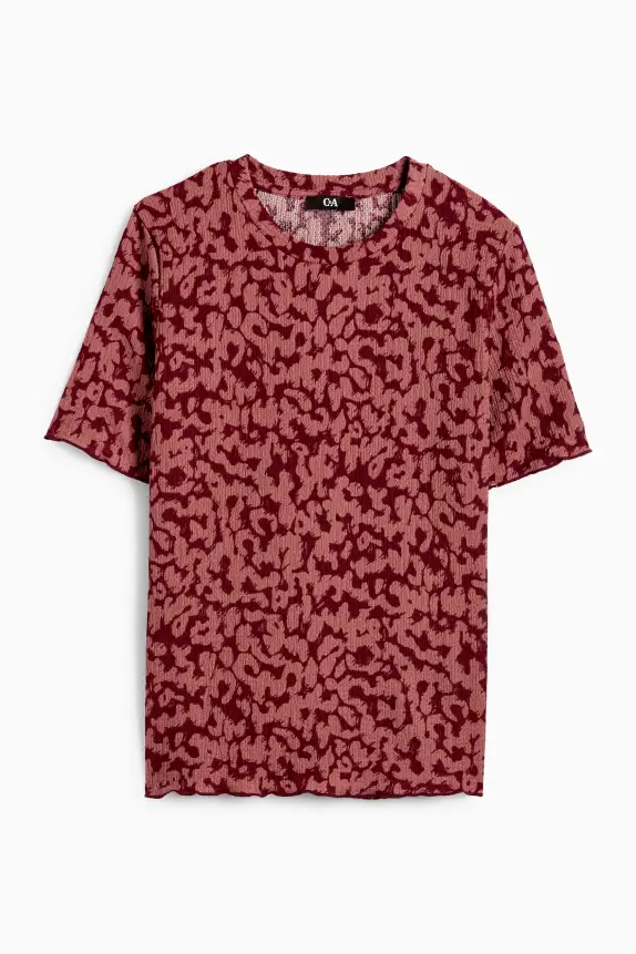 T-shirt - regular fit - leopard print dark red