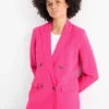Long blazer with linen content - regular fit pink