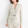 Cropped blazer - fitted - textured beige