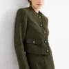 Cropped bouclÃ© blazer - regular fit dark green