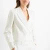 Cropped linen blazer- regular fit cremewhite