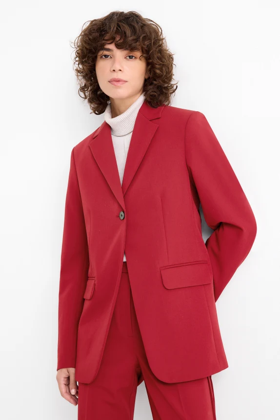 Long blazer - fitted dark red