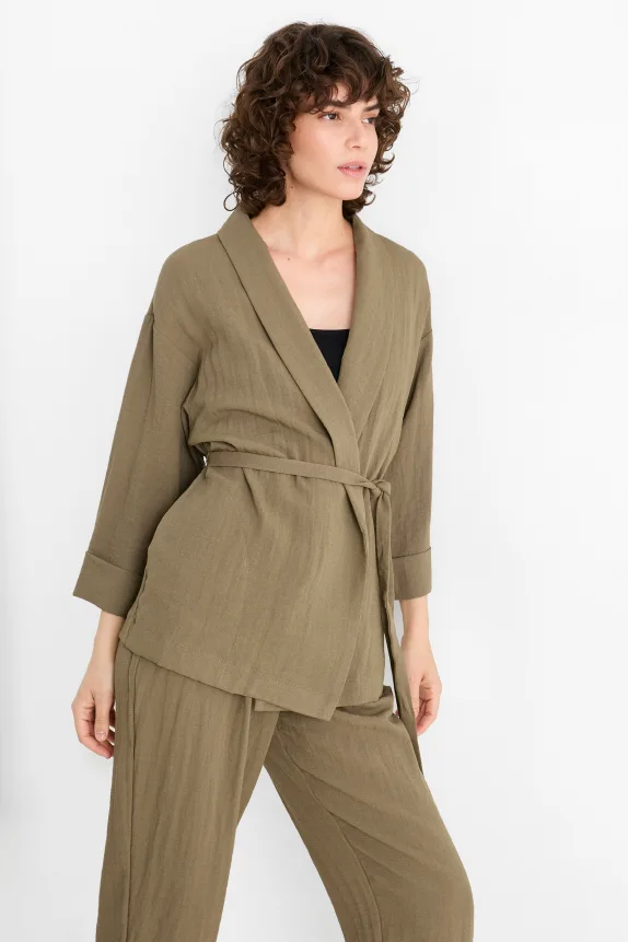 Long blazer - relaxed fit khaki