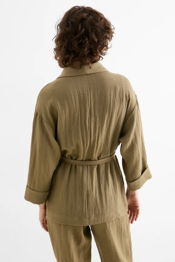 Long blazer - relaxed fit khaki