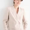 Cropped linen blazer- regular fit rose