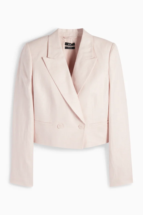 Cropped linen blazer- regular fit rose