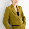 Cropped blazer- regular fit green