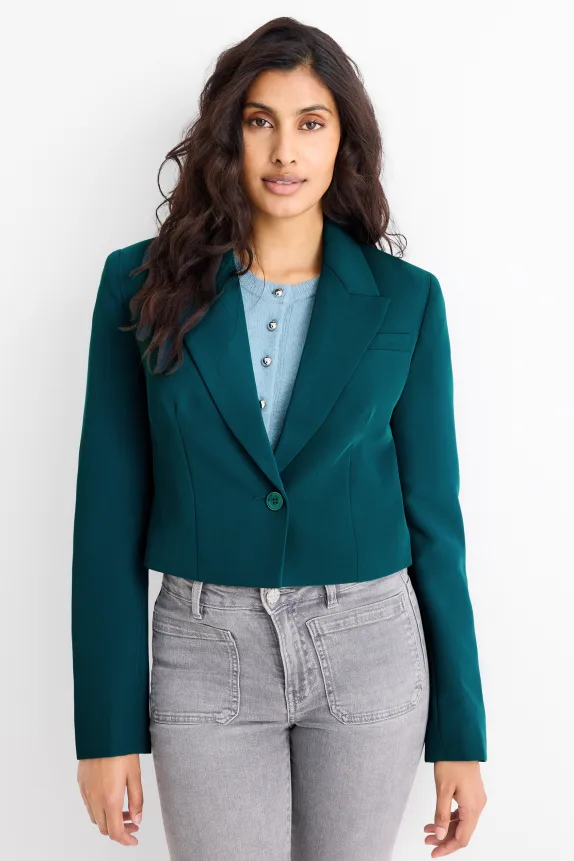 Cropped blazer- regular fit petrol