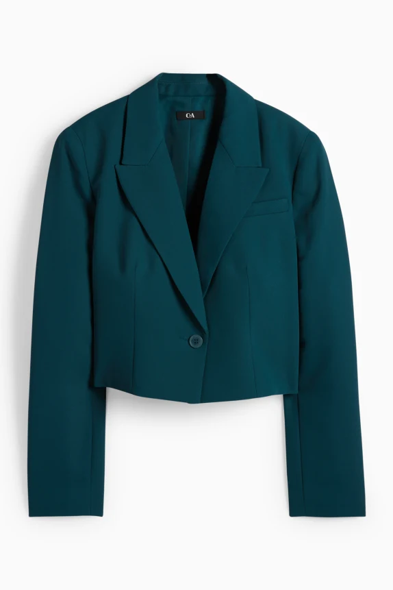 Cropped blazer- regular fit petrol