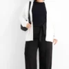 Jersey trousers - mid-rise waist - flared fit black