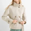 Cropped trench coat light beige