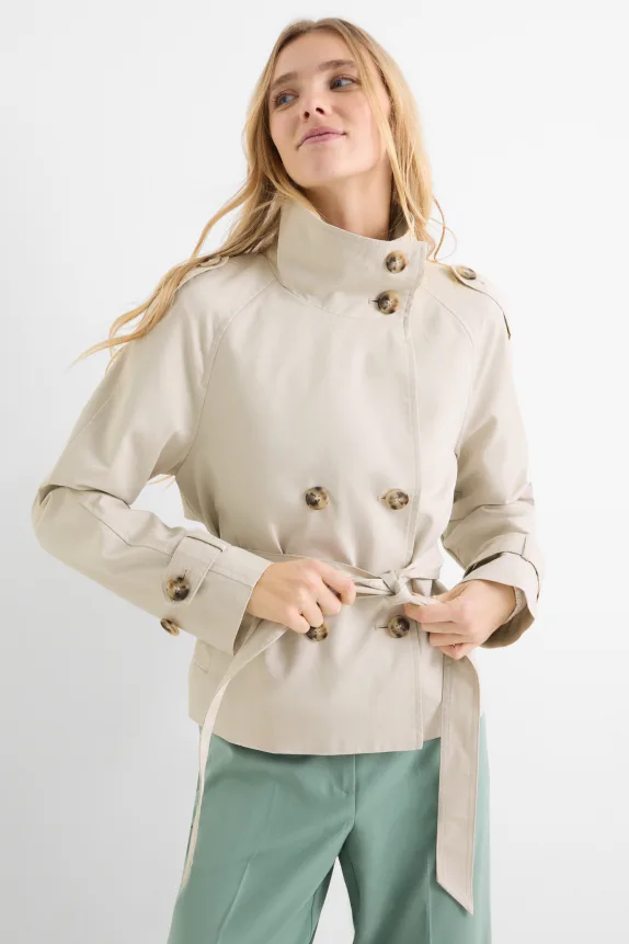 Cropped trench coat light beige