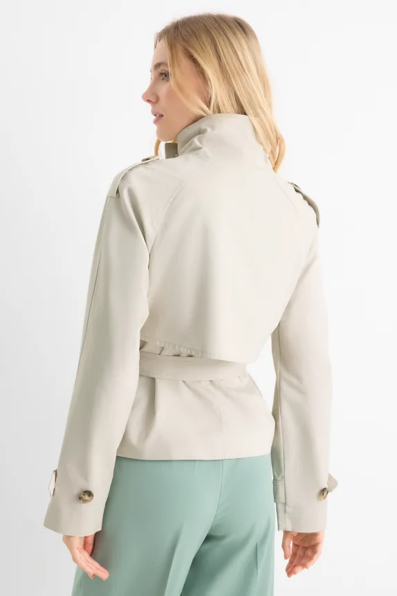 Cropped trench coat light beige