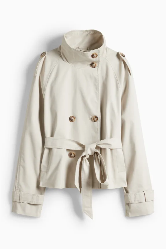 Cropped trench coat light beige