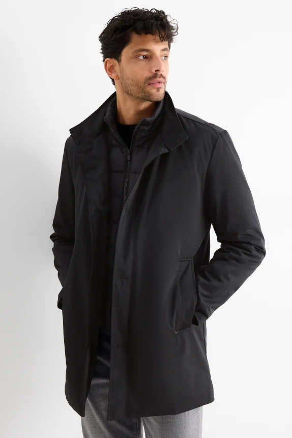 Coat - lined - water-repellent black