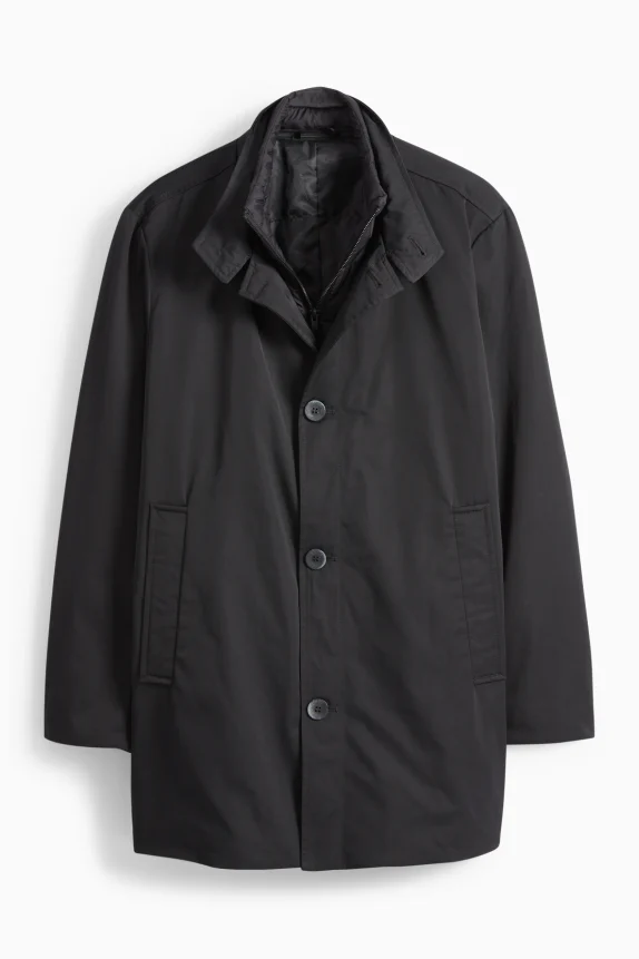 Coat - lined - water-repellent black