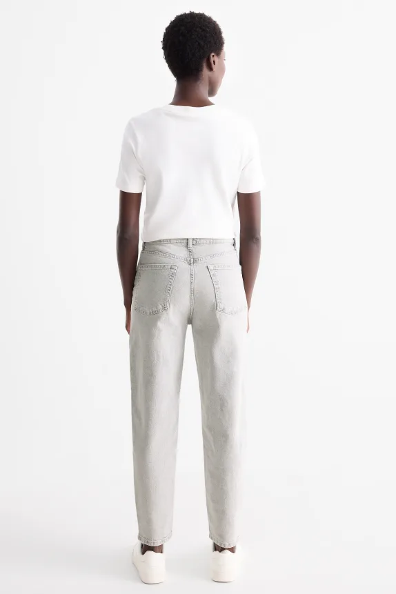 Mom jeans - high waist - LYCRAÂ® denim-light gray
