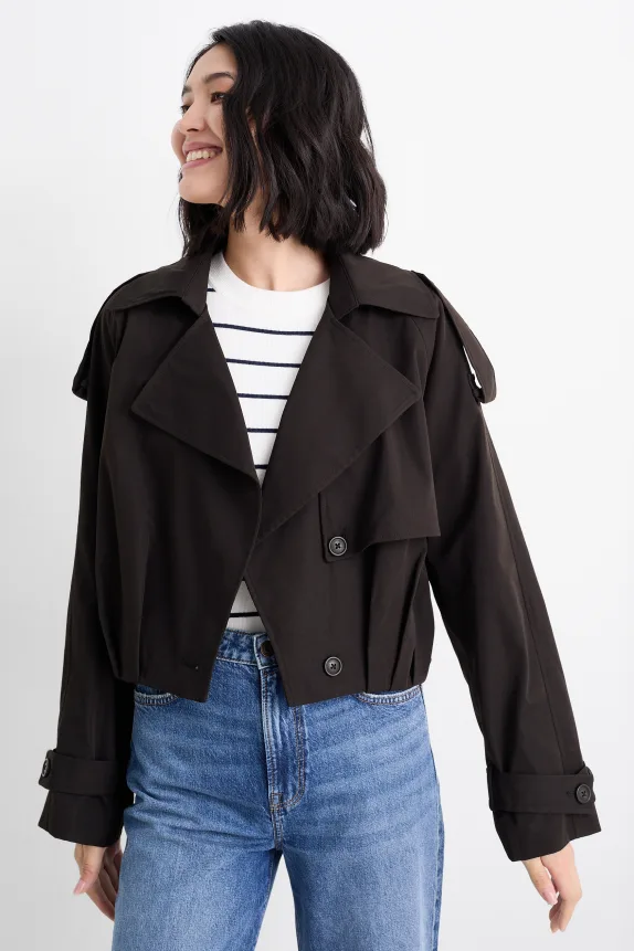 Cropped trench coat black