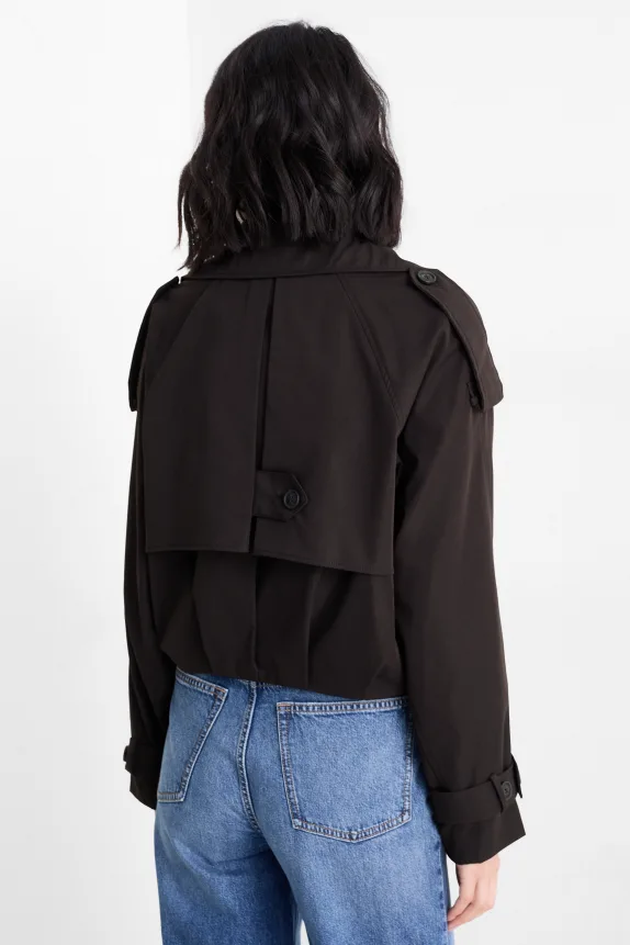 Cropped trench coat black
