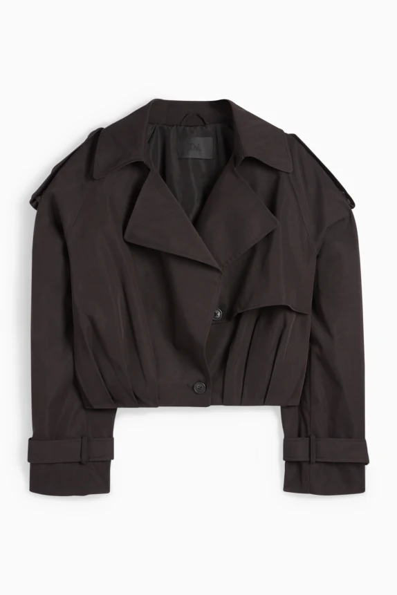 Cropped trench coat black