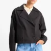 Cropped trench coat black