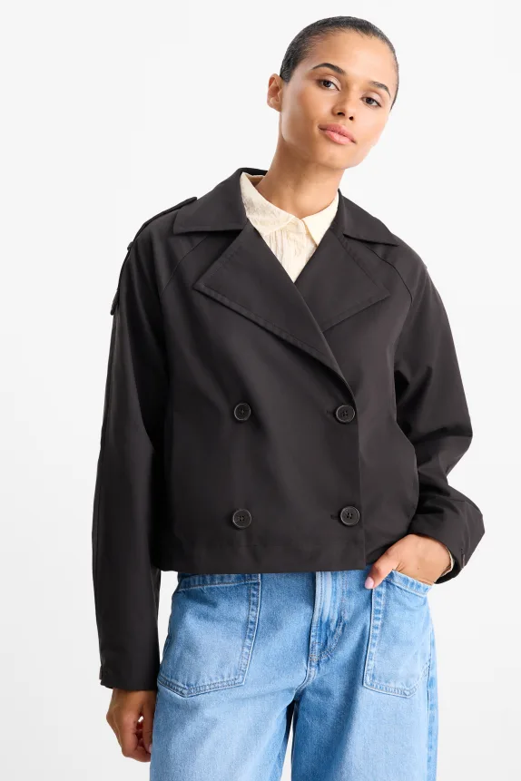 Cropped trench coat black