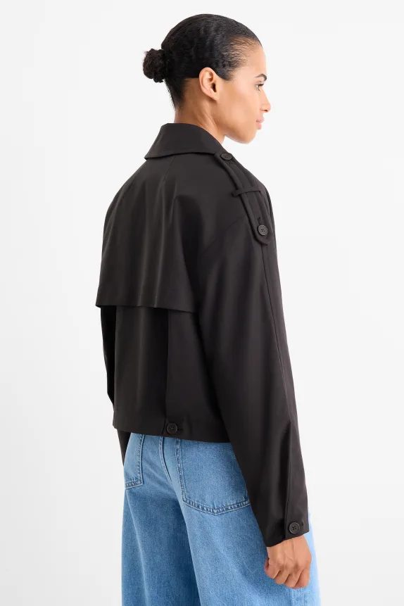 Cropped trench coat black