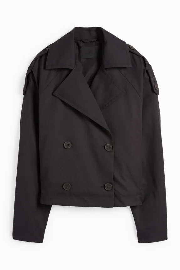 Cropped trench coat black