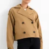 Cropped trench coat brown