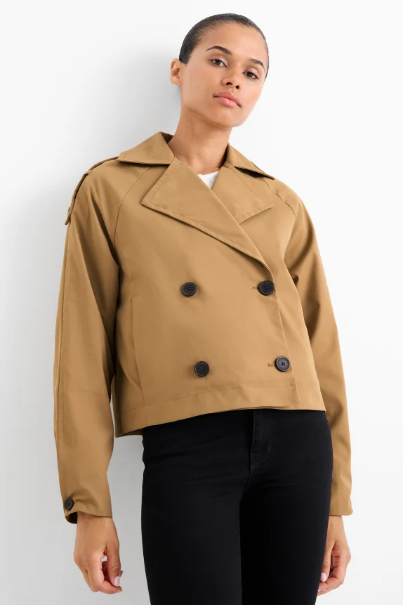 Cropped trench coat brown