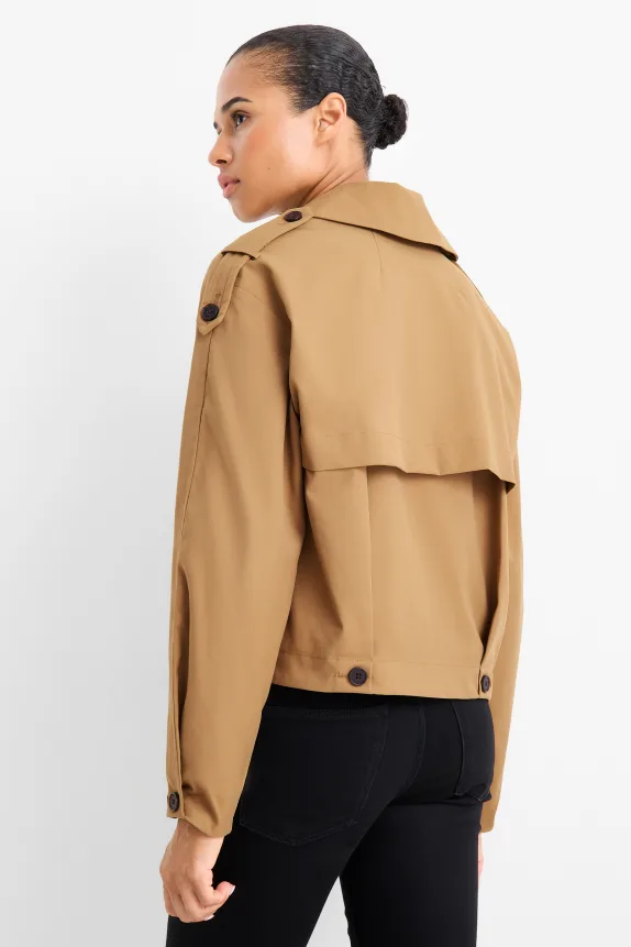 Cropped trench coat brown
