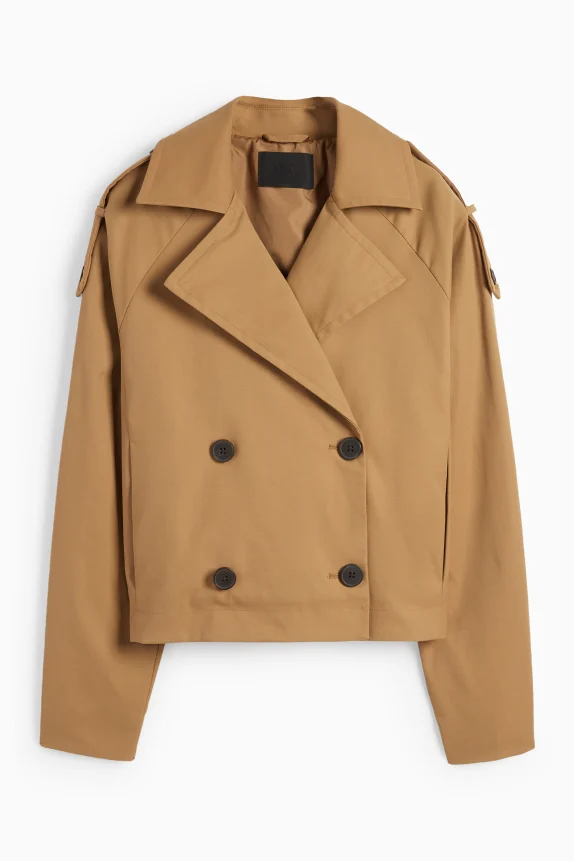 Cropped trench coat brown
