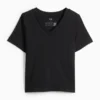 V-neck T-shirt - slim fit black