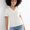 V-neck T-shirt - slim fit white
