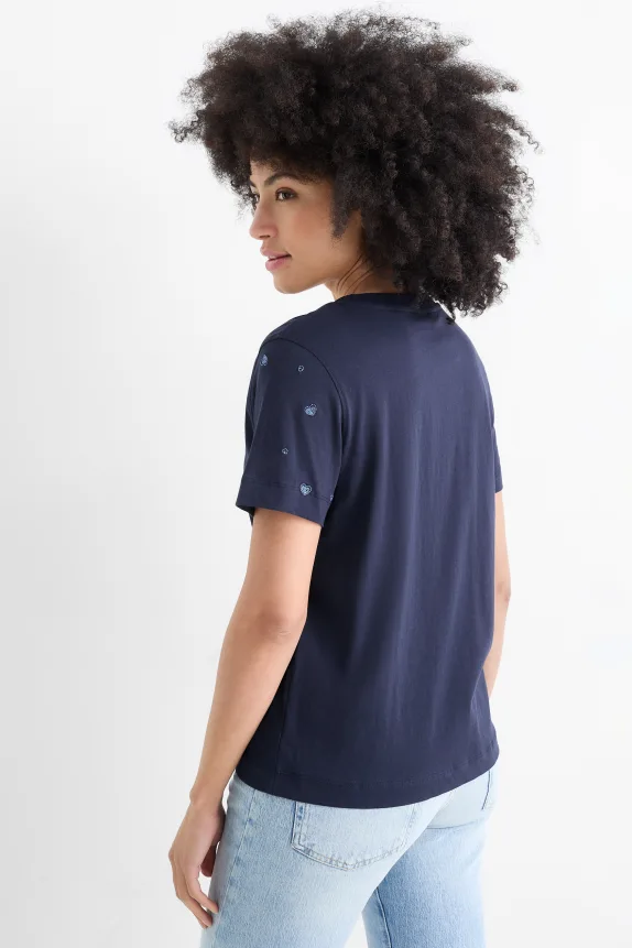 T-shirt - regular fit - patterned dark blue