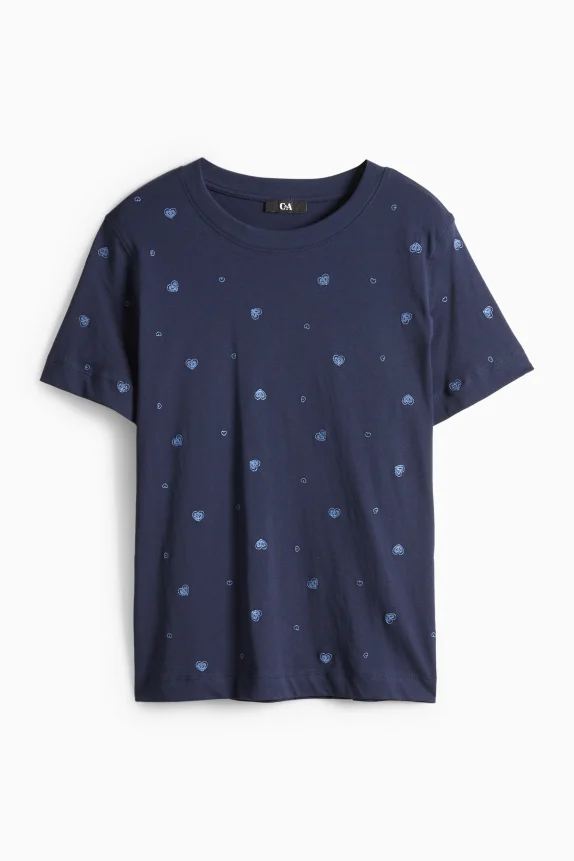 T-shirt - regular fit - patterned dark blue
