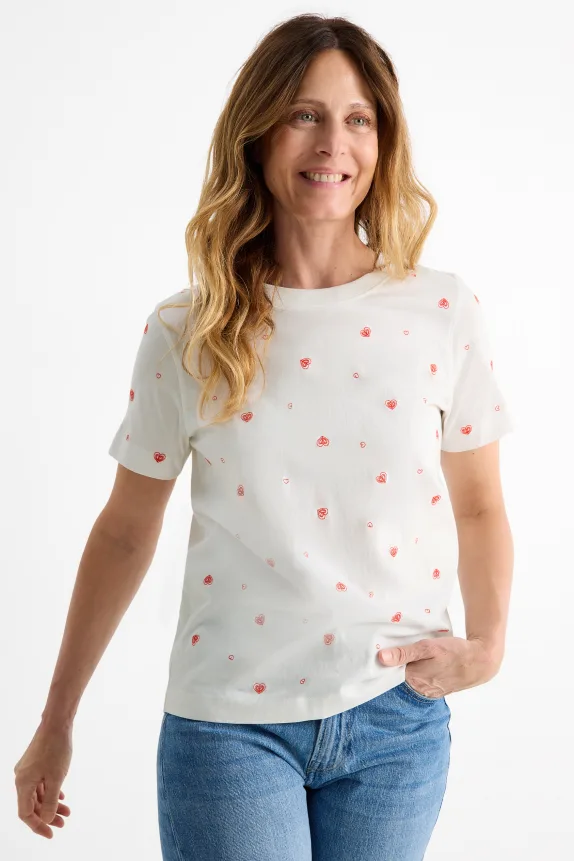 T-shirt - regular fit - patterned white / red