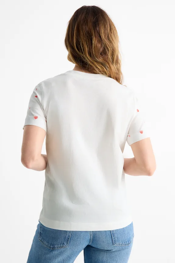 T-shirt - regular fit - patterned white / red