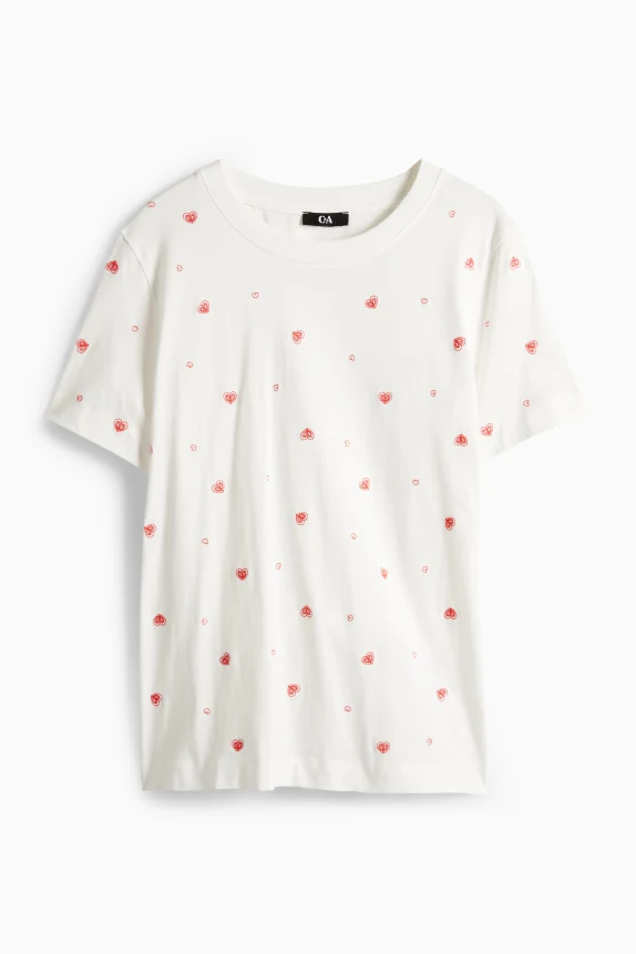 T-shirt - regular fit - patterned white / red