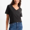 V-neck T-shirt - regular fit black