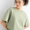 Cropped T-shirt - relaxed fit light green
