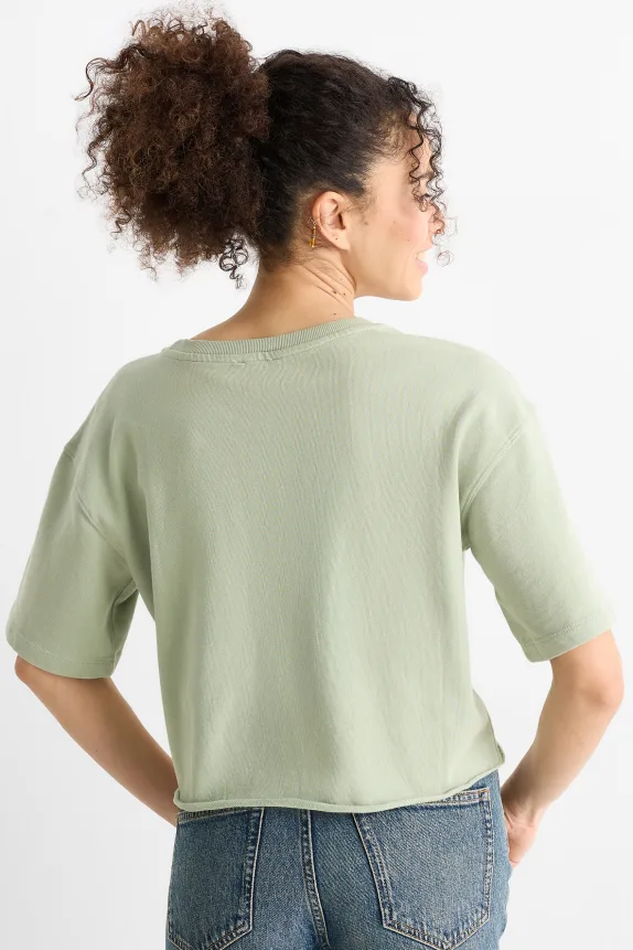 Cropped T-shirt - relaxed fit light green