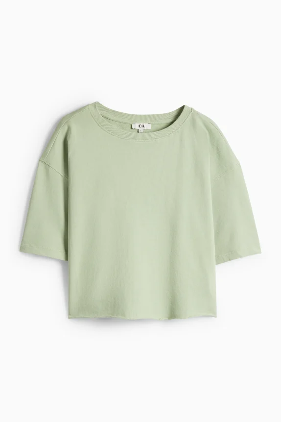 Cropped T-shirt - relaxed fit light green