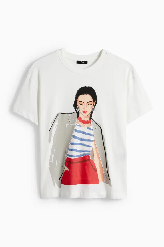 T-shirt - regular fit - shiny white