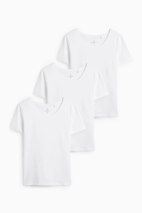 Multipack of 3 - basic T-shirt - slim fit white
